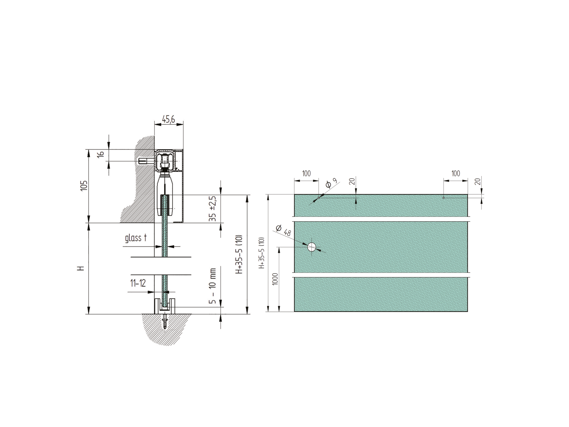 Glastuer Schiebetuersystem Oberfuehrung Aluminium 2000mm fuer 8-10mm Glas 90kg-89-11GSALP8102NESET-A.4
