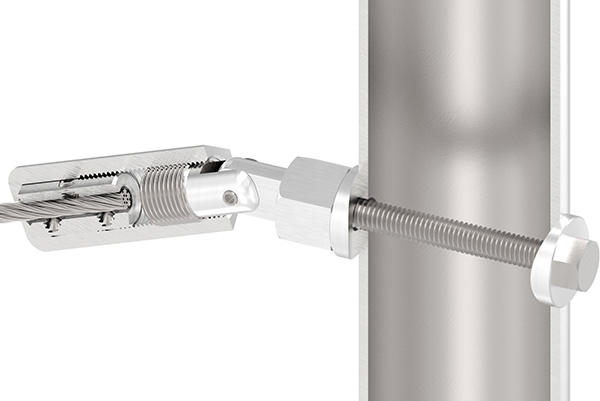 Gewindeterminal mit Gelenk - Fuer Seil Ø 6 mm - zur Selbstmontage fuer Pfosten Ø 42-4 mm - V2A-11-2902.4