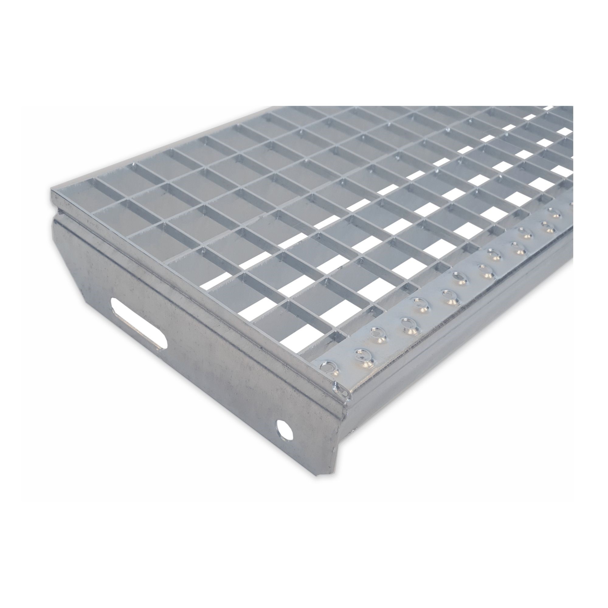 Gitterroststufe Treppenstufe Masse- 1100x270 mm 30-30 mm S235JR -St37-2- im Vollbad feuerverzinkt-40-M-11002730.8-STAHL