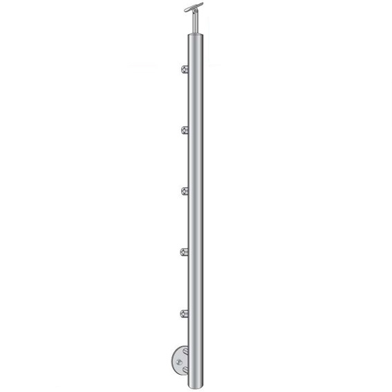 Gelaenderpfosten Edelstahl AISI 304 1000mm D42-4mm seitlich-14-0071RR-A.4