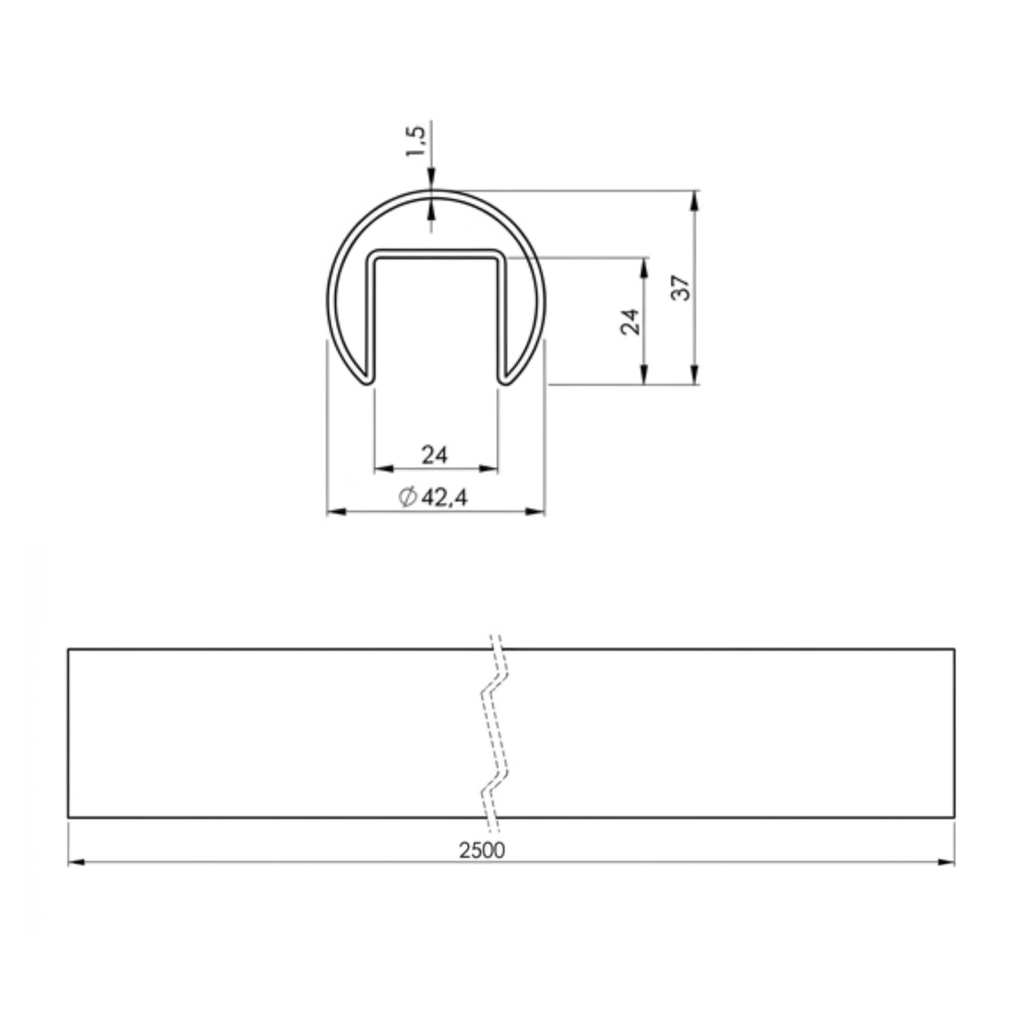 Handlauf-Set V2A Ø 42-4 x 1-5 mm 2500 mm inkl- LED-Lichtprofil-89-11A6920042ILED2500-A.4