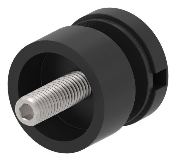 Glaspunkthalter Edelstahl V2A Ø 30 mm- Klemmbereich 6-0–12-76 mm- flach- RAL 9005-88-1160190-240.9005