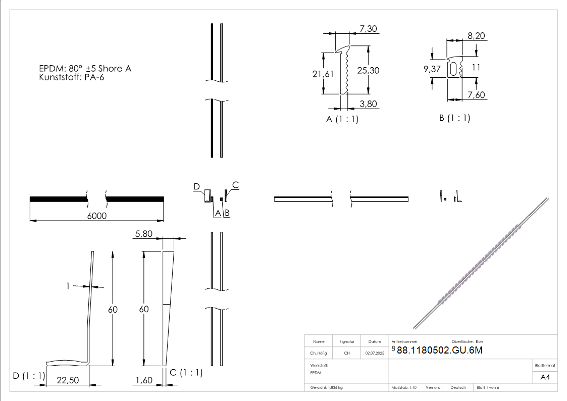 Gummiset fuer Aluprofil 20-76-21-52mm-88-1180502-GU.6M