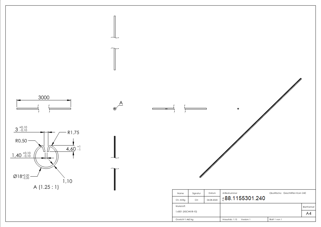 Klemmprofil- 18 x 1-25mm- Laenge- 3000mm-88-1155301.240