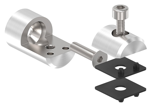 Blechhalter - Plattenhalter Ø 25 mm Edelstahl V4A – Anschluss flach - gerade inkl- Schrauben - Gummieinlage-12-2100.1