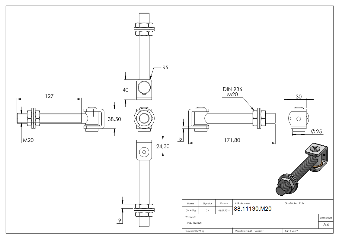 Torband M20- feuerverzinkt-88-11130.M20