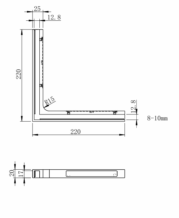 Stabilisierender Winkel fuer Glasgelaender- Edelstahl Glanz 22x22 cm-89-11GS304ZP900PCRB-A.4