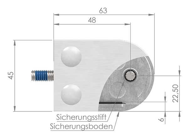 Glasklemme 63x45x30 mm AbZ fuer Anschluss Ø 76-1 mm V4A-10-2476ABZ.1