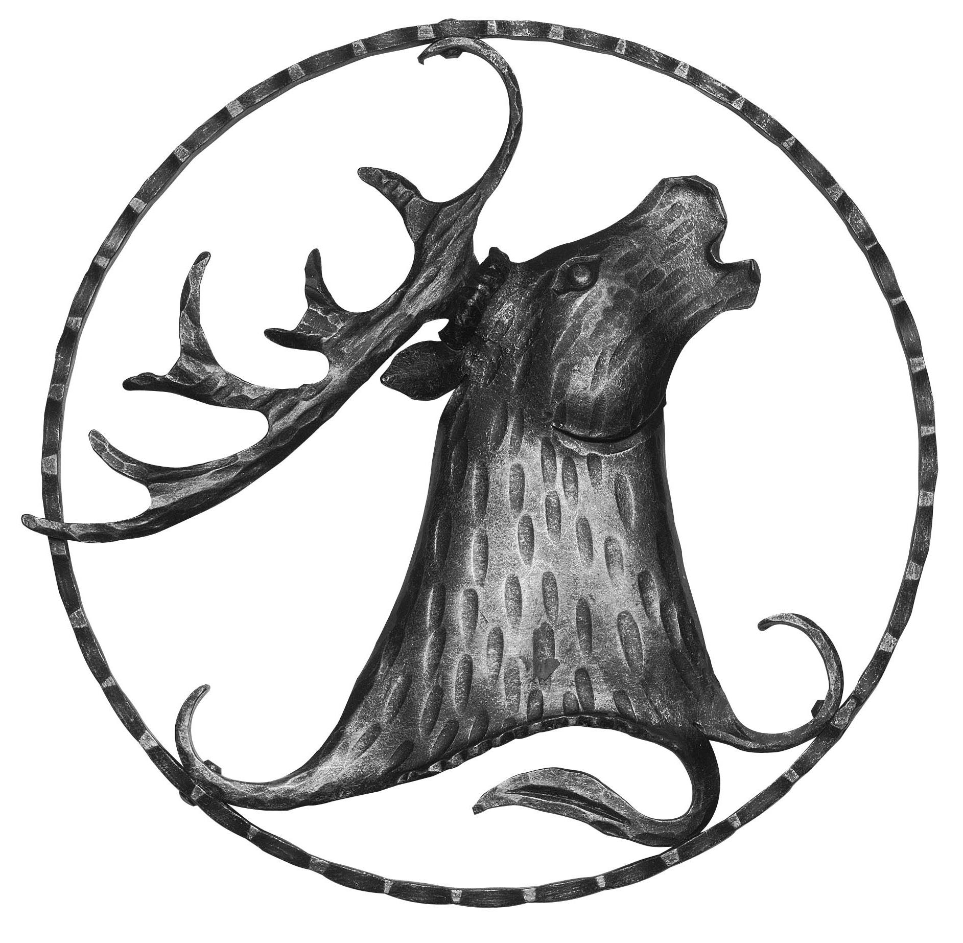 Hirsch -rechts- Zierelement - Ø 300 mm - Stahl S235JR- roh-30-3187R.8