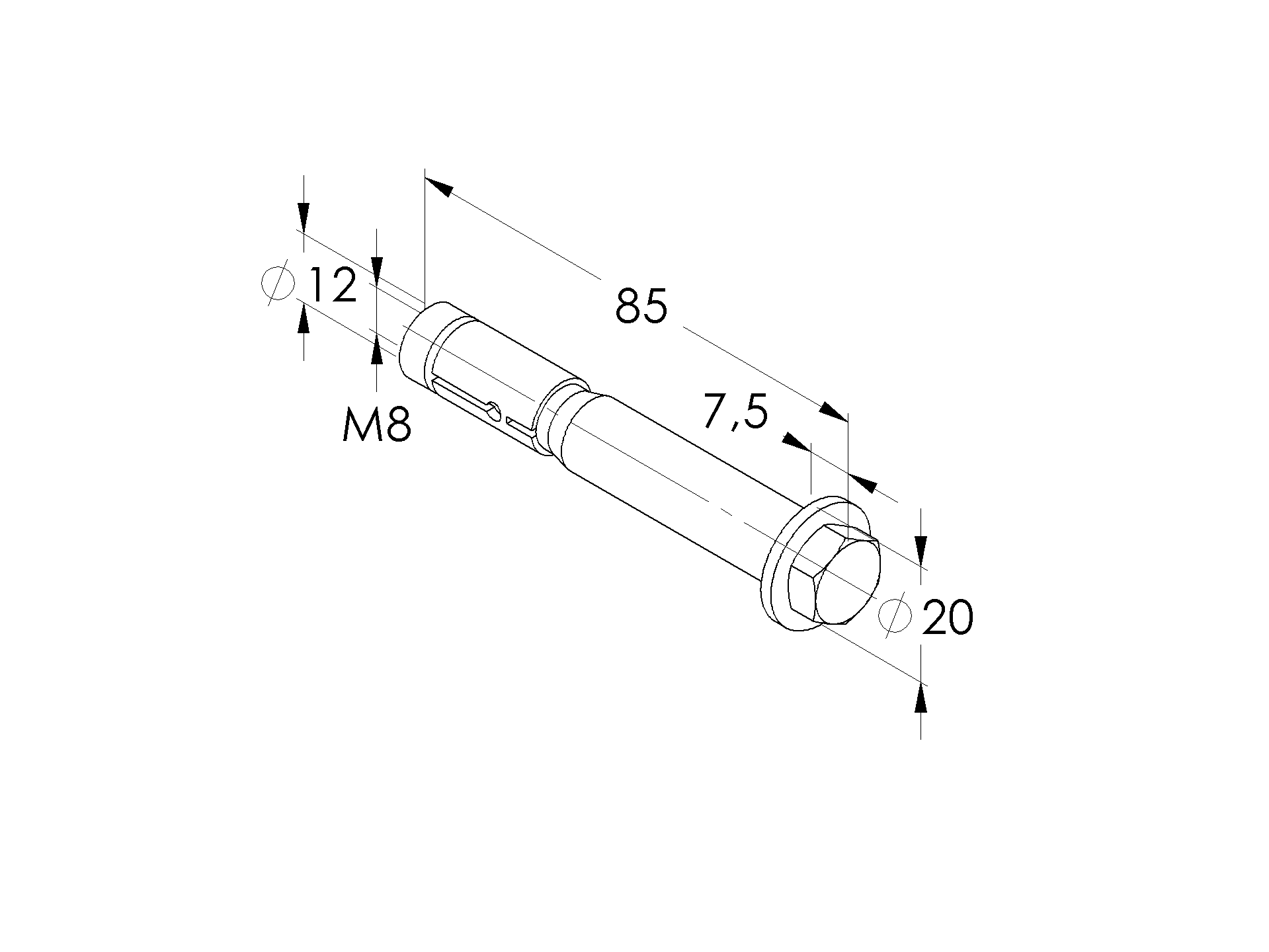 Schwerlastanker Stahl galvanisch verzinkt M8 L = 85 mm fuer Beton-89-11Q508HAZM885SS-A.4