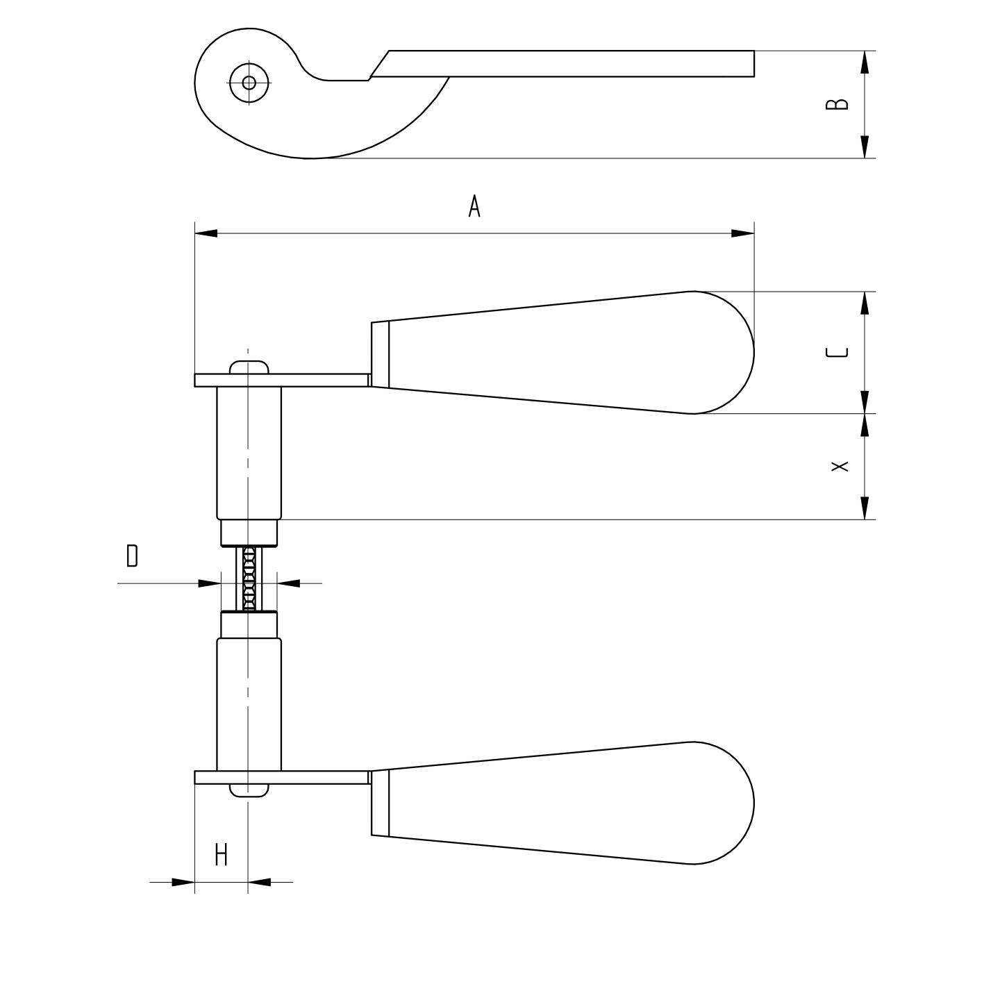 Ziertuerdruecker Stahl verzinkt L140 d17mm Paar-89-11D211ZN-A.4