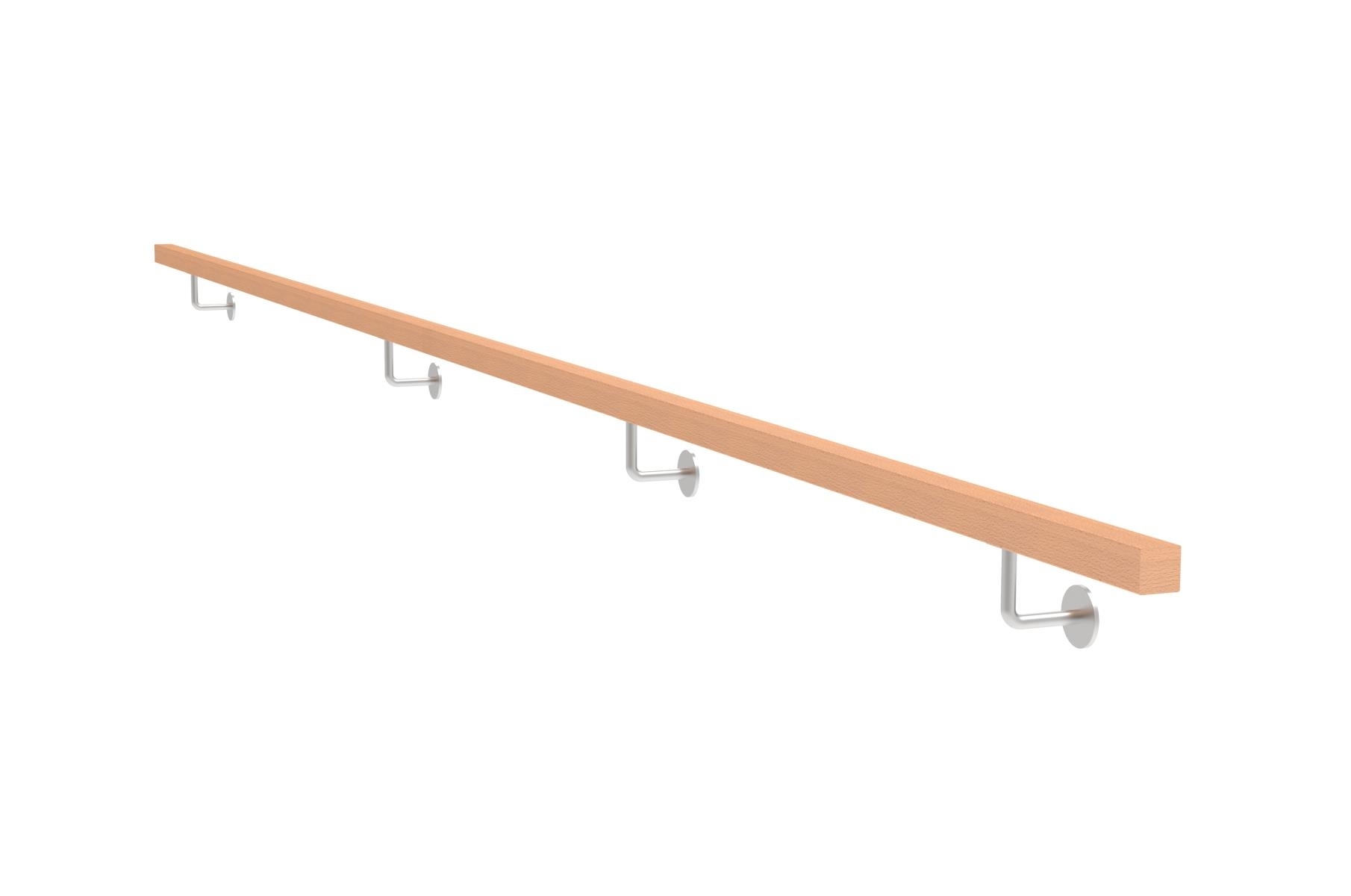Handlauf Buche Edelstahl 40 x 40 mm 4000 mm roh mit Haltern-89-11WBJPM4000-A.4