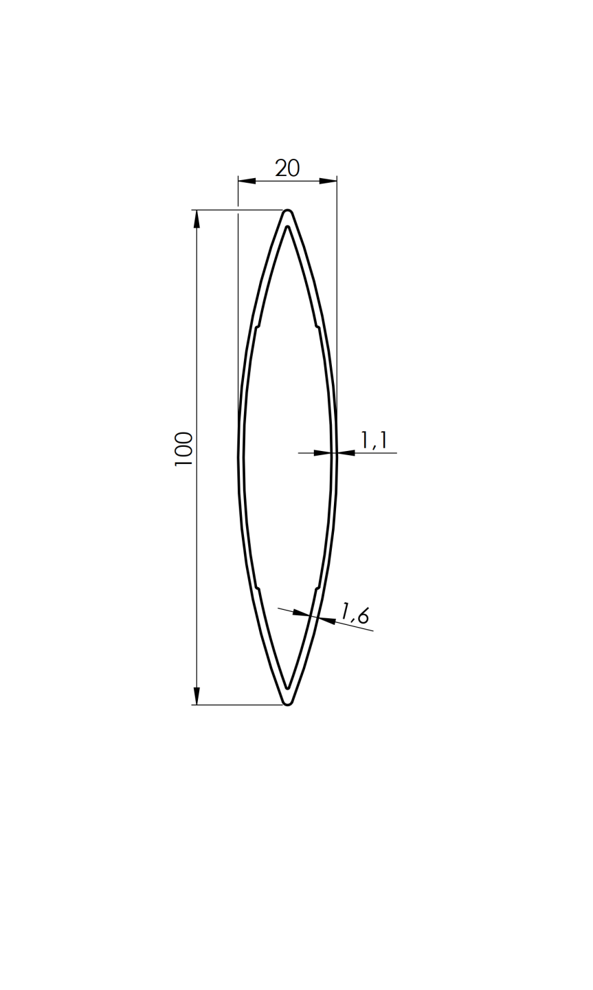 Aluminiumlamelle oval 20x100x2000 mm Anthrazit RAL7016-89.FGO20X1002000R7016