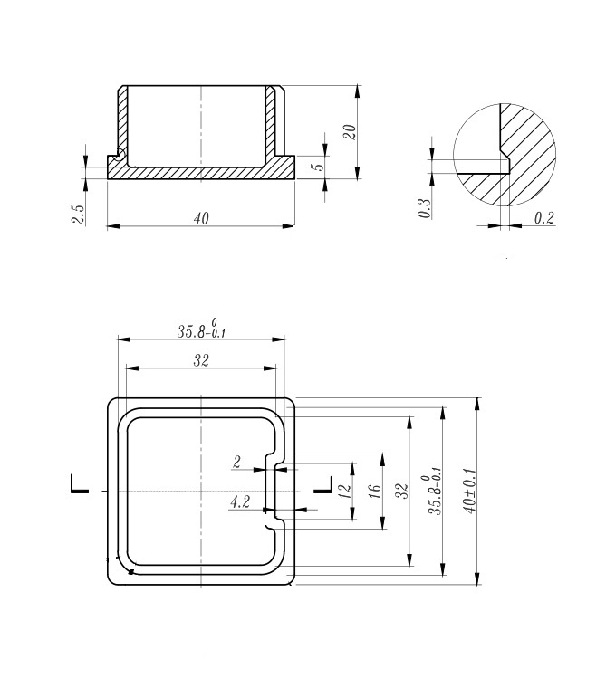 Endkappe fuer Rohr- 40x40x2-0 mm zum Kleben V2A-11-2403-A.4