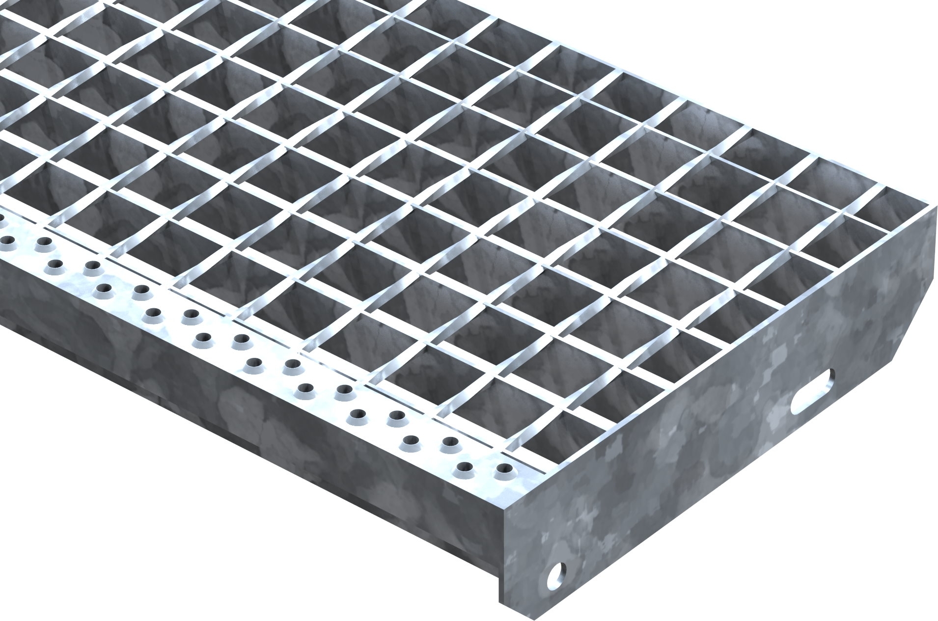 Schweisspressroststufe Metallstufe 600x305 mm Masche 34-38 mm Tragstab 30-2 mm S235JR feuerverzinkt-25-603030302.7