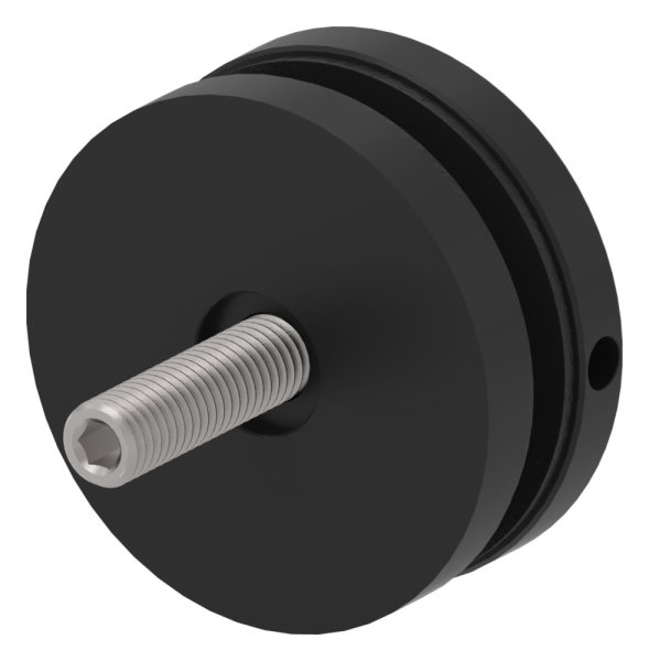 Glaspunkthalter Edelstahl V2A Ø 52 mm M10 fuer Glas 6-0–21-52 mm RAL 9005 schwarz matt-88-1160195-240.9005