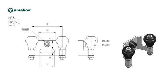 Oberer Endanschlag Edelstahl V2A fr Torrahmen 60 mm mit Gummifhrungsrollen-89-11H83760P-A.4