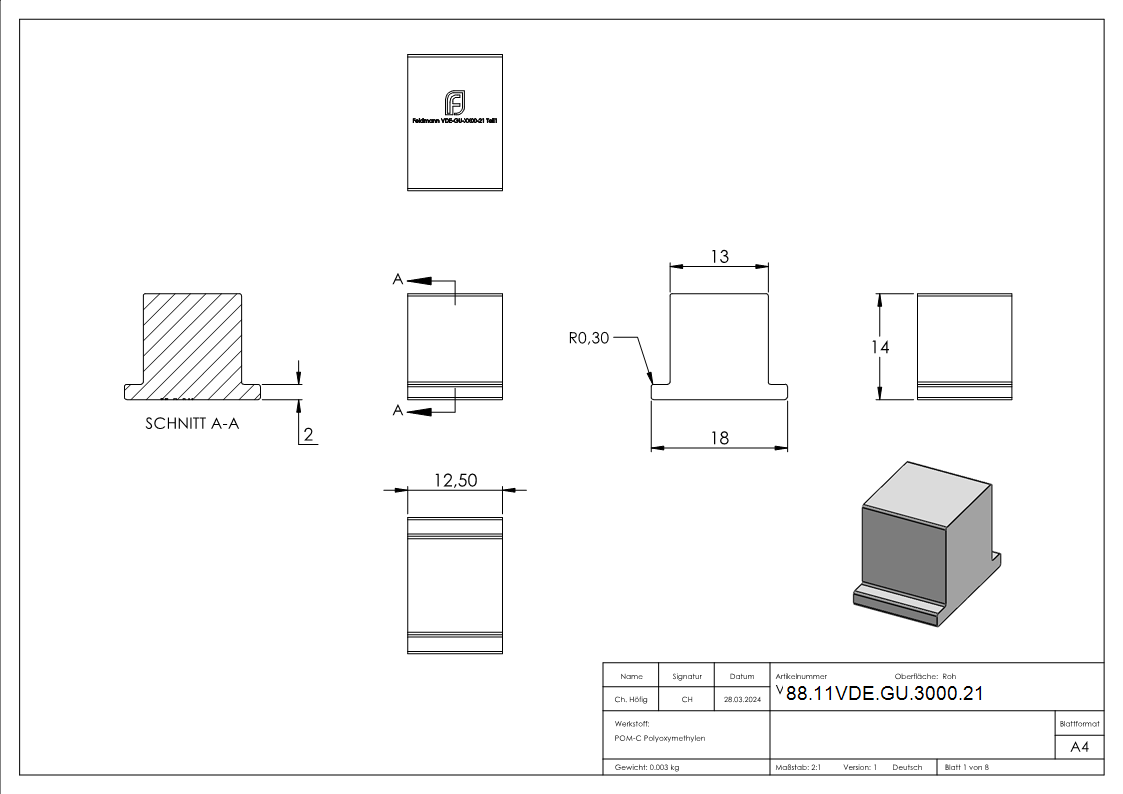 Montage-Set Aluminium eloxiert fuer Glas 21-52 mm- L 3000 mm eleganza canopy-88-11VDE-GU-3000.21