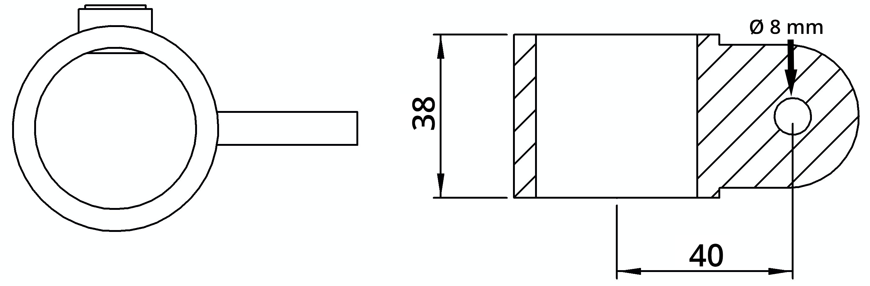 Rohrverbinder Gelenkauge einfach Ø 26-9 mm -3-4- - Temperguss verzinkt - 173MA27-173MA27