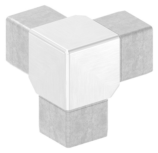 Eckstueck V2A fuer Rohr 40x40x2 mm 90° 3 Abgaenge zum Stecken-88-1110144040.V2A