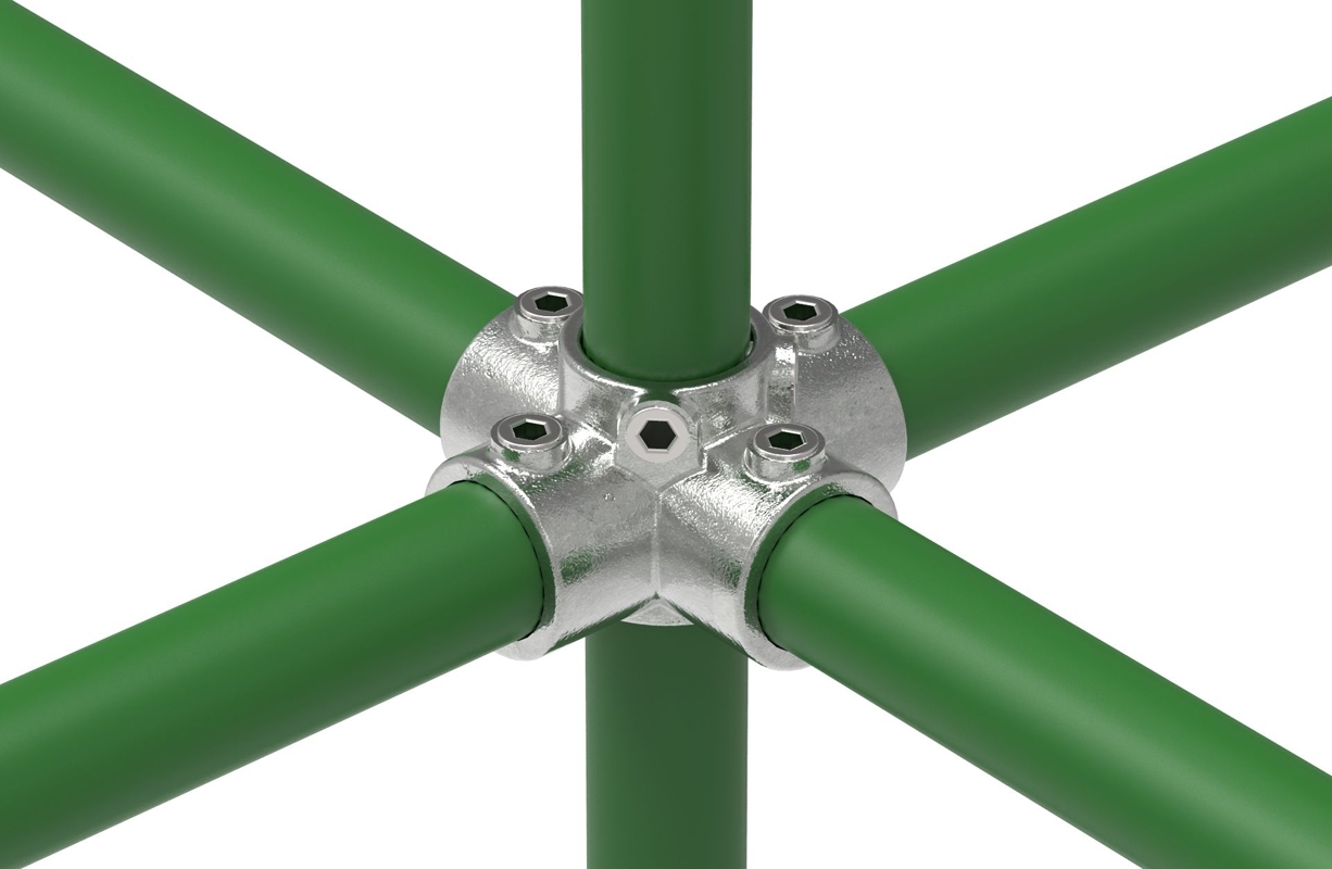Rohrverbinder Kreuzstueck fuer Stuetzrohr Ø 21-3 mm -1-2- - Temperguss verzinkt - 158T21-158T21