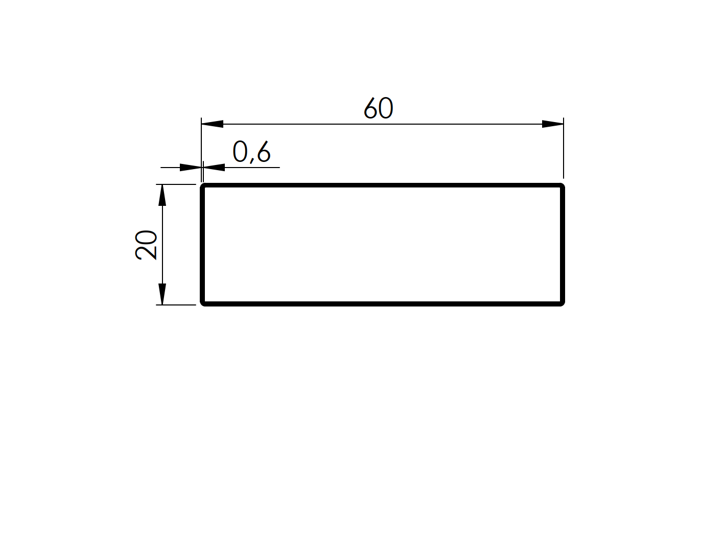 Edelstahlprofil V2A 20x60x0-6 mm geschliffen 6000 mm-89-11A20X60X066000-A.4