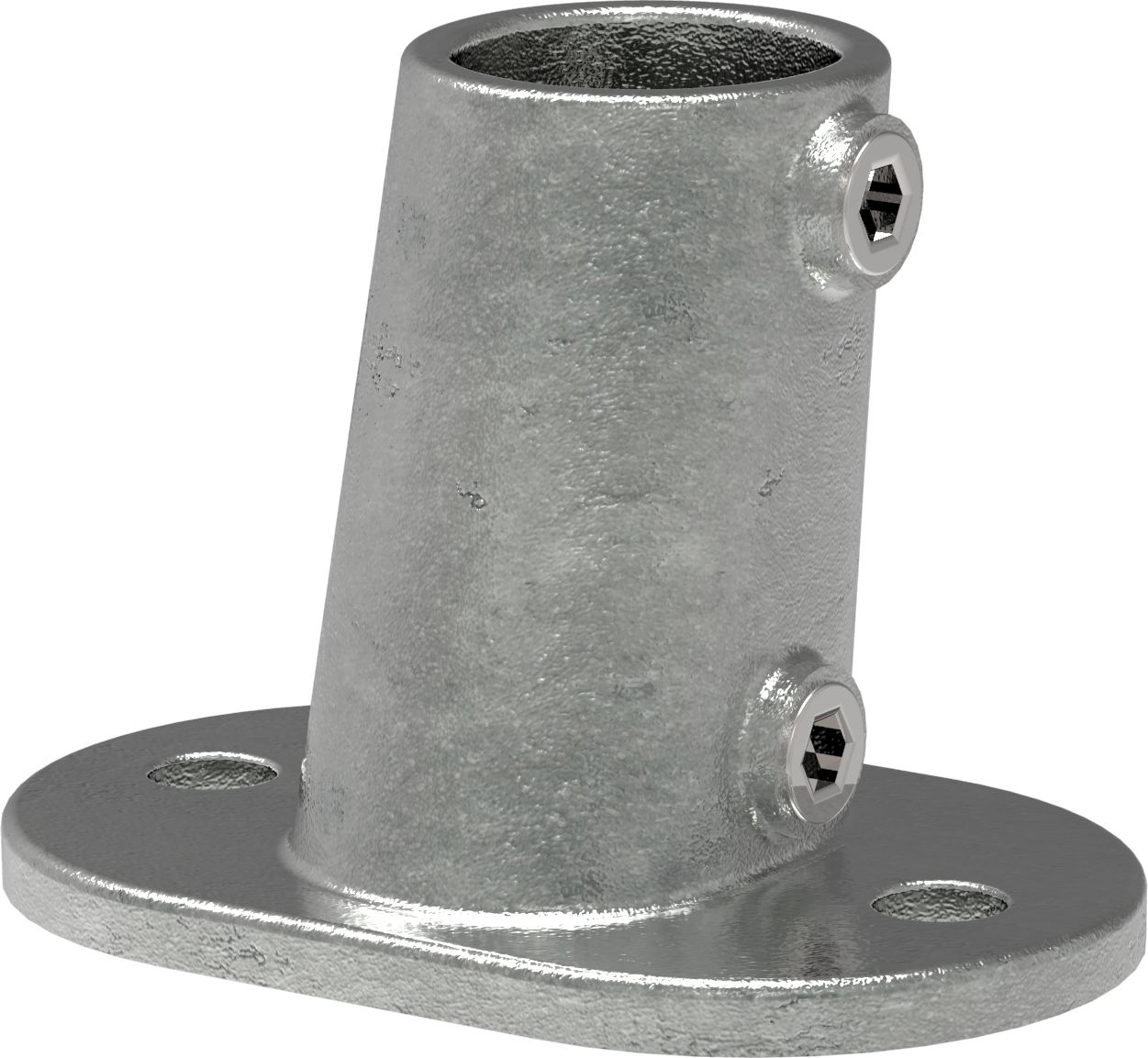 Rohrverbinder Fussplatte oval 3-11° Neigung Ø 33-7 mm -1- - Temperguss verzinkt - 152B34-152B34