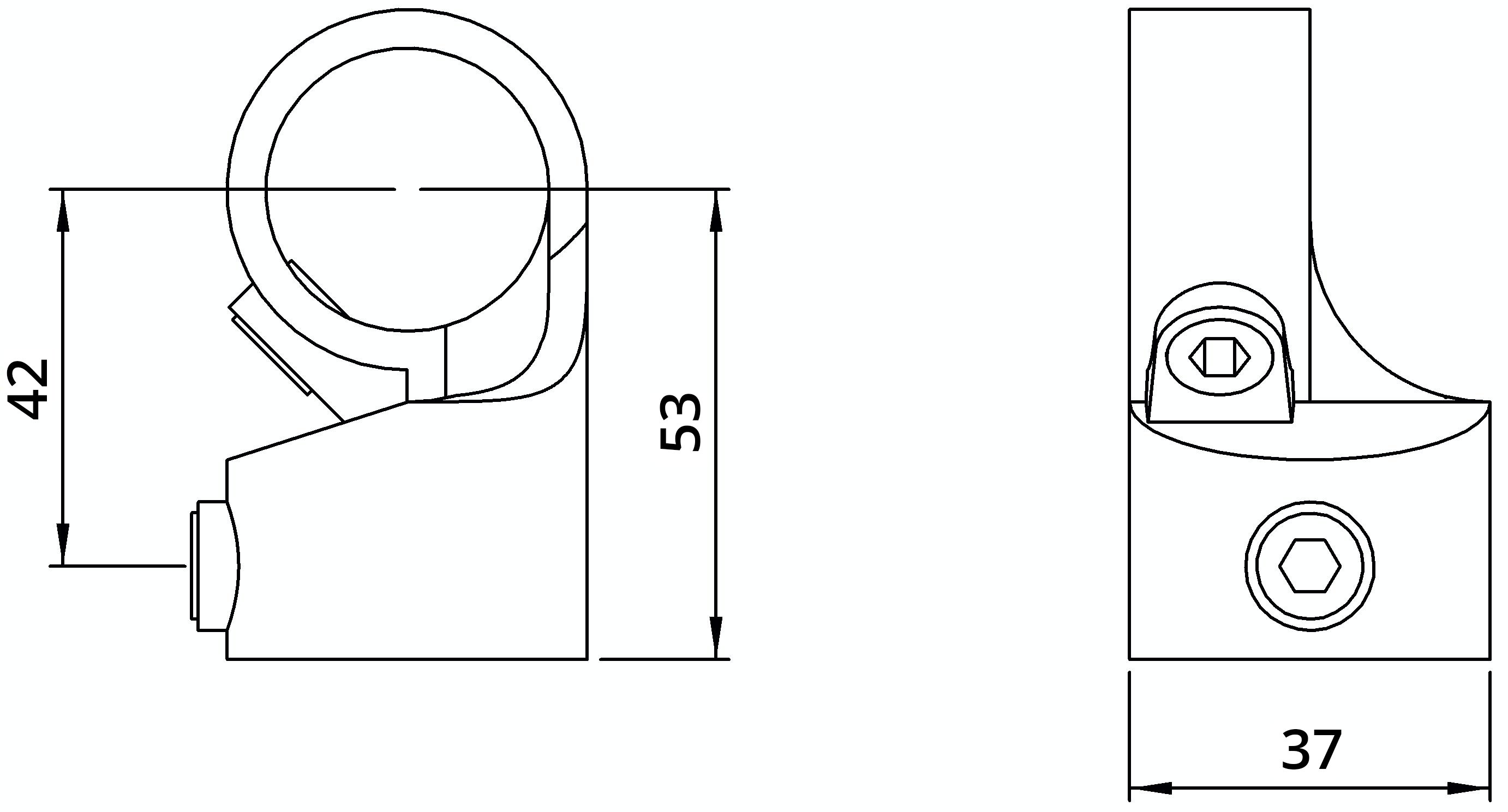 Rohrverbinder Winkelgelenk verstellbar Ø 26-9 mm -3-4- - Temperguss verzinkt - 148A27-148A27
