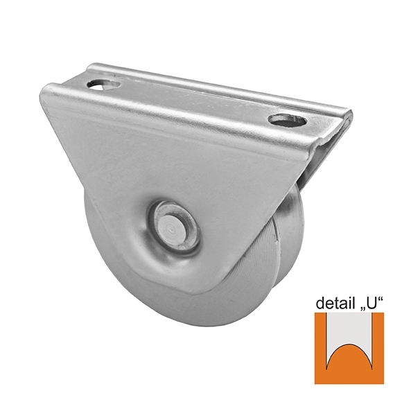 Schiebetorrolle Stahl verzinkt  98 mm U-Rille R8 mit Auensttzplatte 400 kg-89-11H31U100-A.4