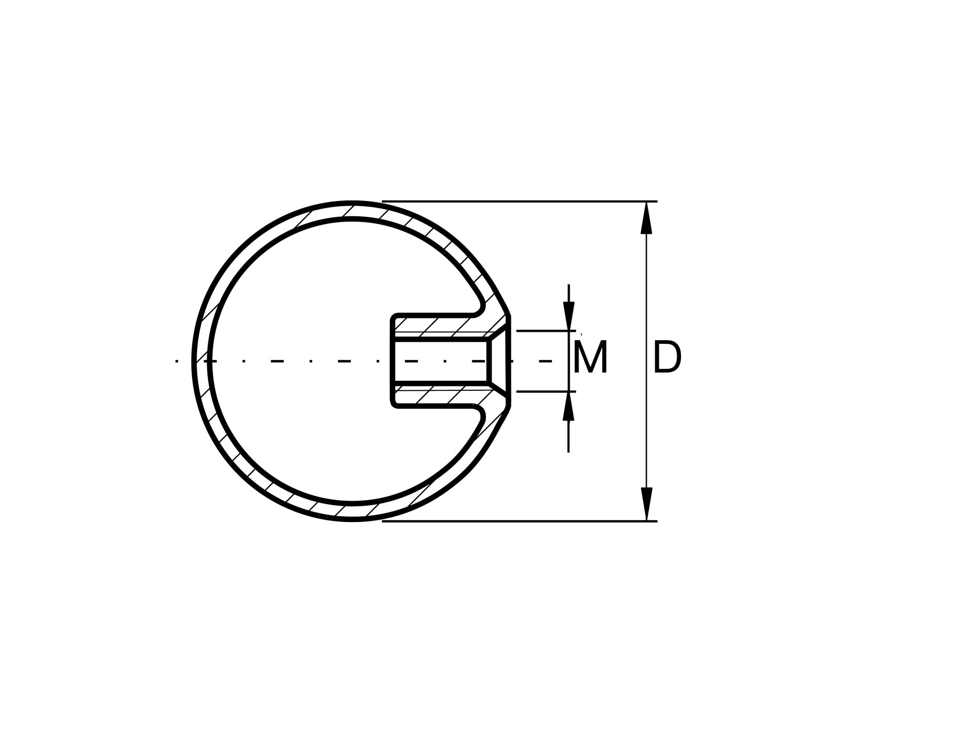 Endkappe Kugel Edelstahl AISI 304 D 97mm M10 Hohl Schliff-89-11A0220100B-A.4