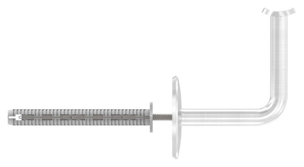Handlaufhalter Edelstahl V2A Buegel Ø 12 mm Wandabstand 73 mm Ronde Ø 58x4 mm Drehfix fuer Ziegel-88-1150210-240-12-DF.Z