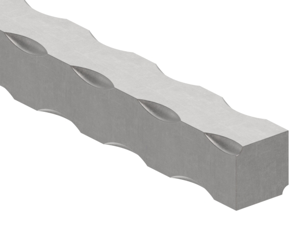 Vierkant gehaemmert - Material- 20x20 mm - Laenge- 3000 mm - Stahl -Roh- S235JR-30-1488.8