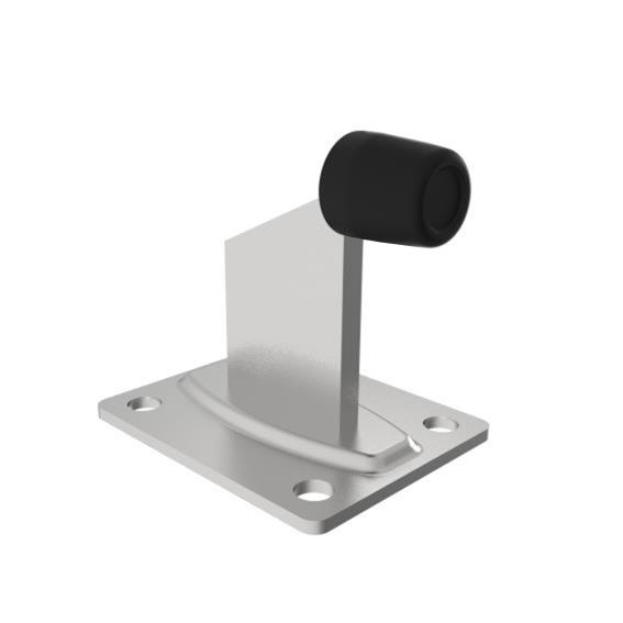 Torstopper Stahl verzinkt Bodenplatte 50 x 80 mm zum Aufschrauben mit Gummipuffer-89-11H10B50X80-A.4