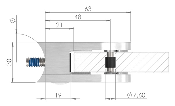 Glasklemme 63x45x30 mm AbZ fuer Anschluss Ø 33-7 mm V4A-10-2433ABZ.1