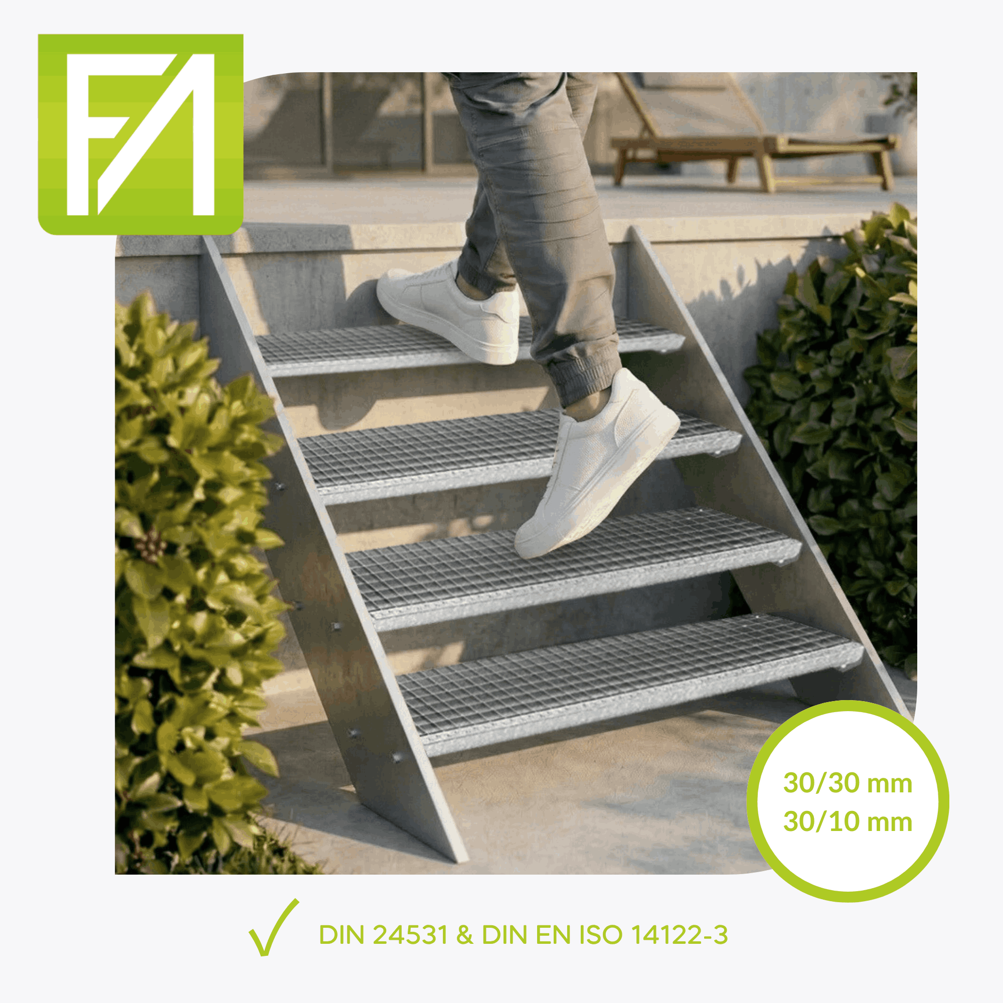 Gitterroststufe 600 x 305 MW 30-30 TS 30-1-5 Rutschhemmung R10-24-6030303015.7