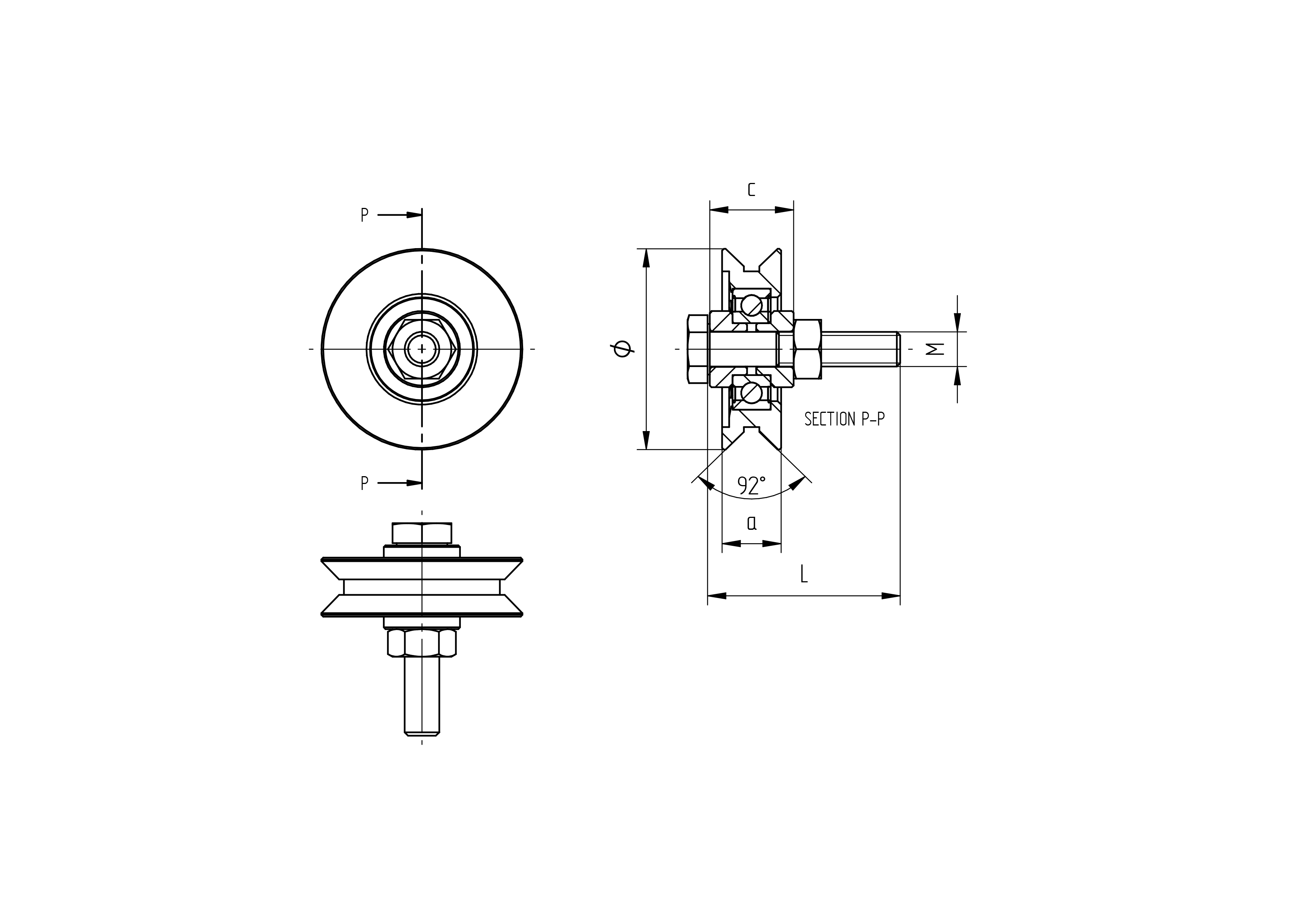 Schiebetorrolle mit V-Rille Stahl verzinkt  78 mm M10 bis 300 kg-89-11H06V80-A.4