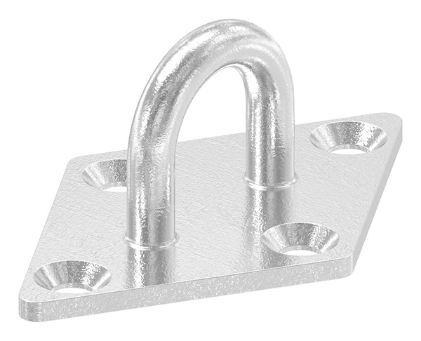 Befestigungsoese Edelstahl V4A Rundeisen Ø 5 mm quadratische Platte 4 Bohrungen-88.11100075005
