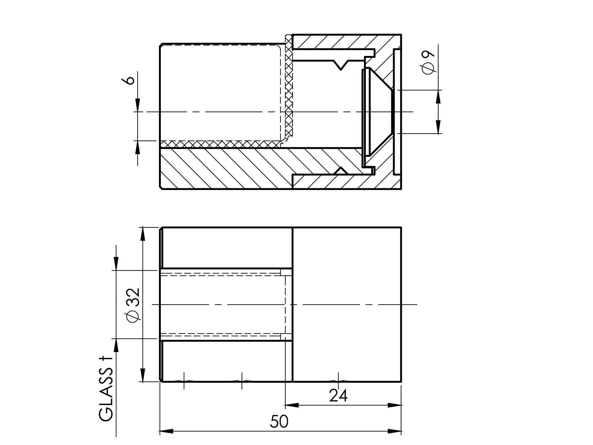 Glasklemme Edelstahl AISI 316 fuer Glas 8-12-76 mm- geschliffen- fuer Flachpfosten-89-11A140782000-A.4