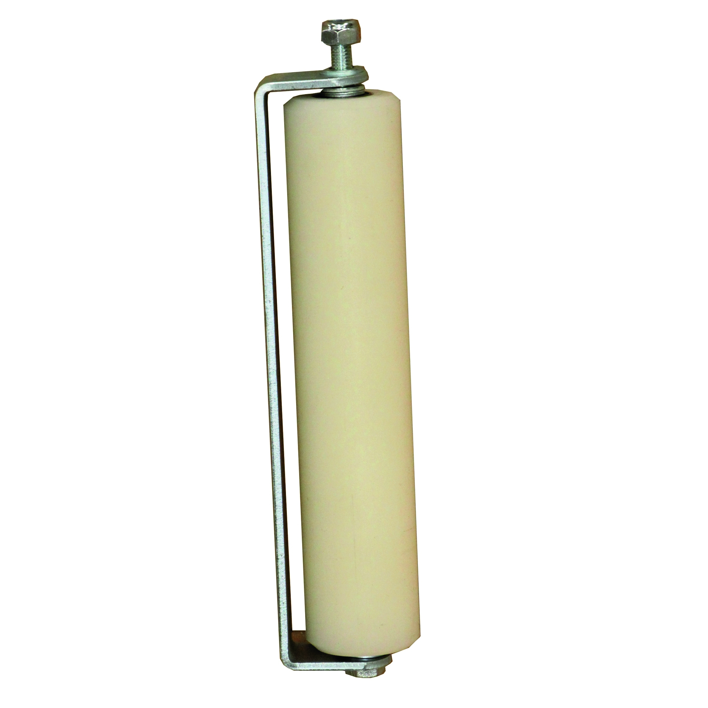 Fhrungsrolle mit Halter Stahl verzinkt - Nylon Rolle  66 mm L=305 mm wei-89-11H21305W-A.4