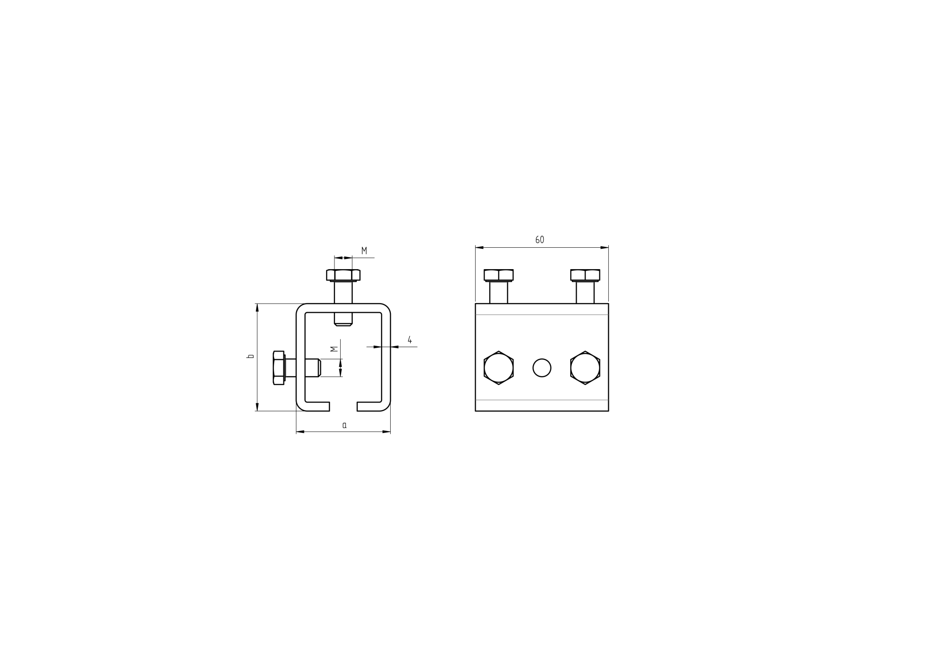 Profilverbinder Stahl verzinkt fuer Profil 33 x 34 mm mit M8 Schrauben-89-11H2333X34-A.4