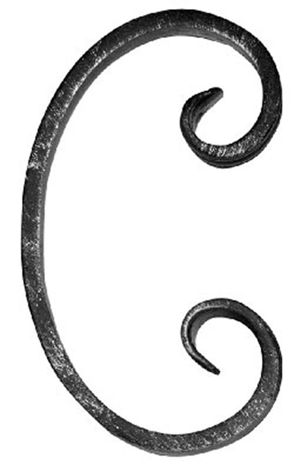 C-Schnecke - Masse- 70x120 mm - Material- 12x5 mm - Stahl S235JR- roh-30-3717.8