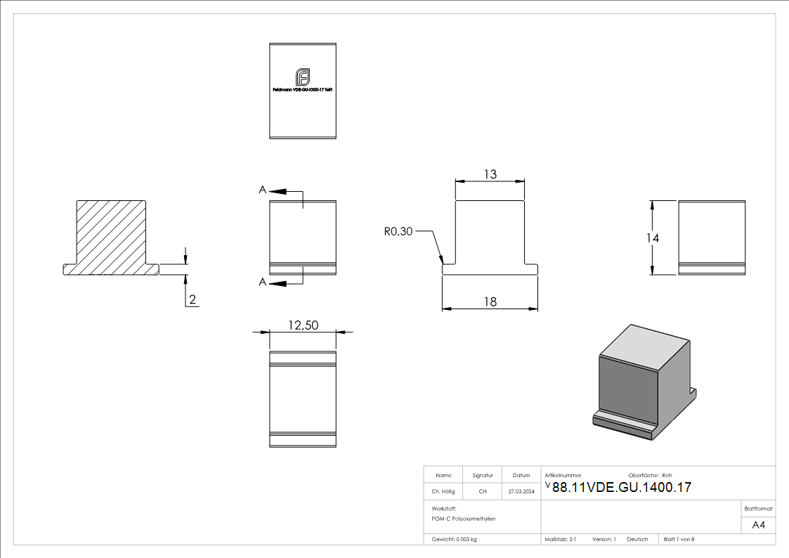 Montage-Set Aluminium eloxiert fuer Glas 17-52 mm L 1405 mm Vordach eleganza canopy-88-11VDE-GU-1400.17