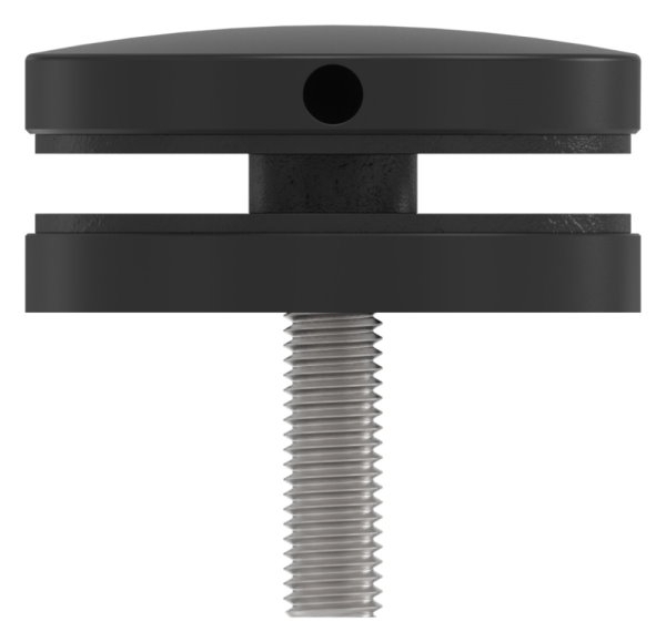 Glaspunkthalter Edelstahl V2A Ø 52 mm M10 fuer Glas 6-0–21-52 mm RAL 9005 schwarz matt-88-1160195-240.9005