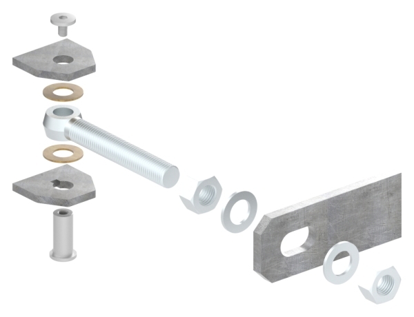 Torband Stahl galvanisch verzinkt M24 Gewinde verstellbar Langlochlasche 180° 200 kg-88-11121-M24.GV