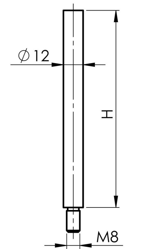 Edelstahl Traegerstift Ø 12 x 100 mm - M8x10 - zum Anschweissen -V2A-11-2154-A.4
