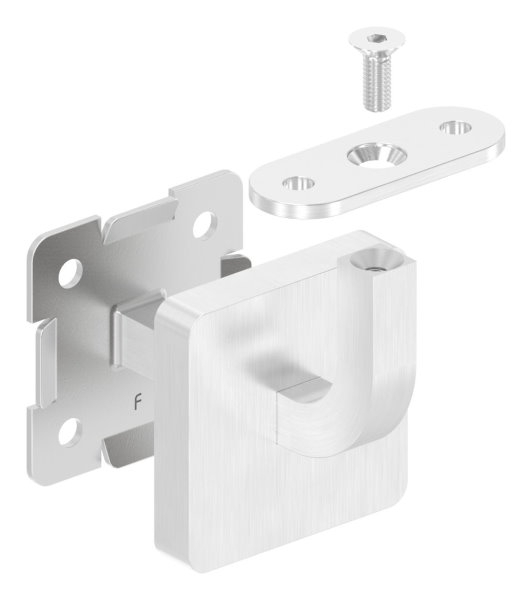 Handlaufhalter mit Cliprosette und Halteplatte fuer Vierkantrohr V2A-11-2082.4