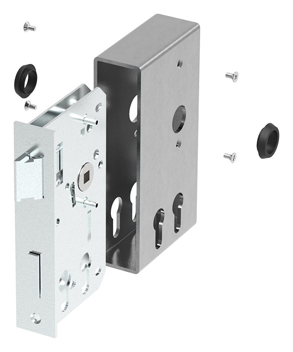 Kastenschloss Stahl verzinkt 40mm fuer zwei Profilzylinder-30-3351.8