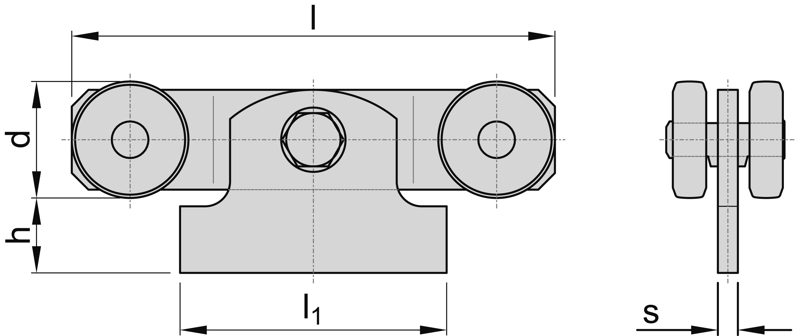 Doppelrolle mit Anschweisspendel MEA Gr- 0 verzinkt Ø 22 mm 10336860-60-0133.7