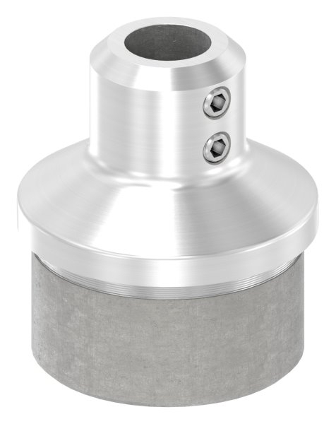Einsteckkappe Edelstahl V2A fuer Rohr Ø 42-4x2-0 mm mit Durchgangsbohrung 12-2 mm- 2 Madenschrauben-88-1160275.240