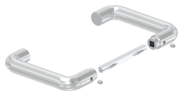 Tuerdrueckerpaar Aluminium fuer 8 mm Vierkantstift matt eloxiert-88.1115504